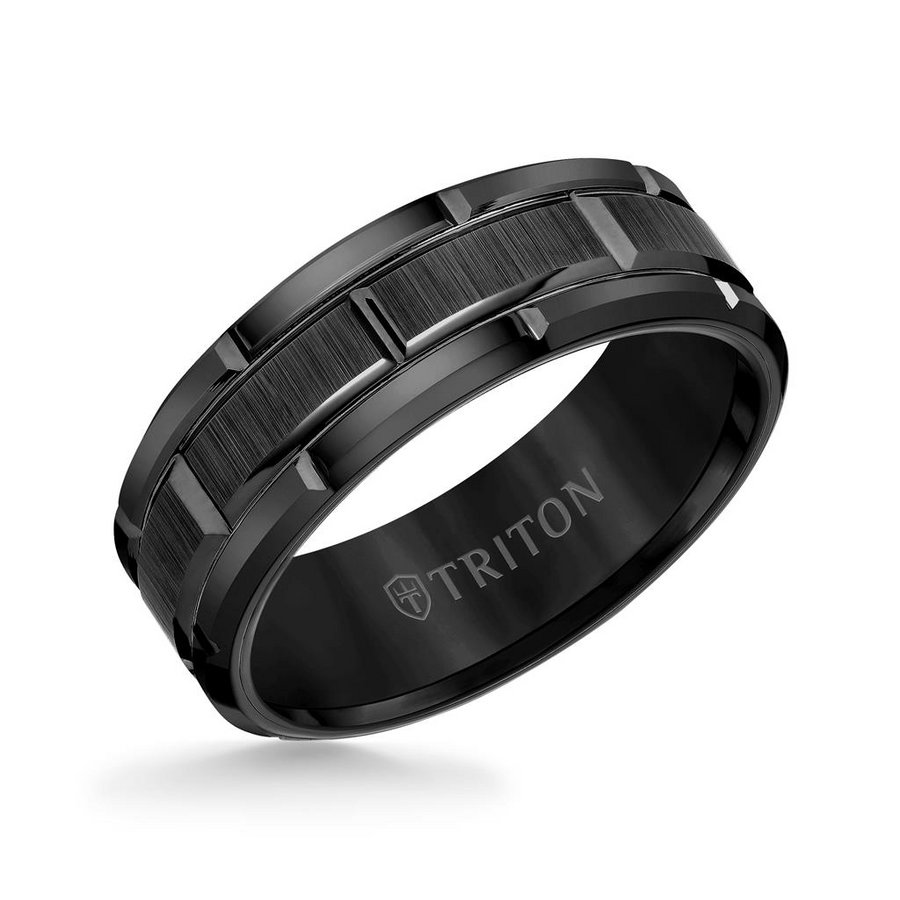 Triton Black Tungsten 8mm Polished Finish Ring