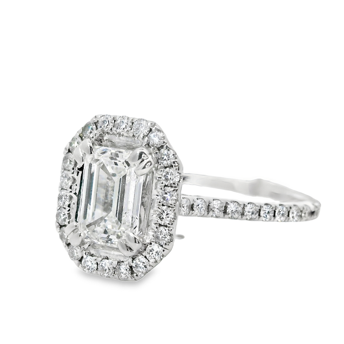 14kt White Gold Natural Emerald Cut Diamond Engagement Ring (1.72ct)