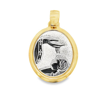 18K Two-Tone White and Yellow Gold Baptism Medal (2.4g)