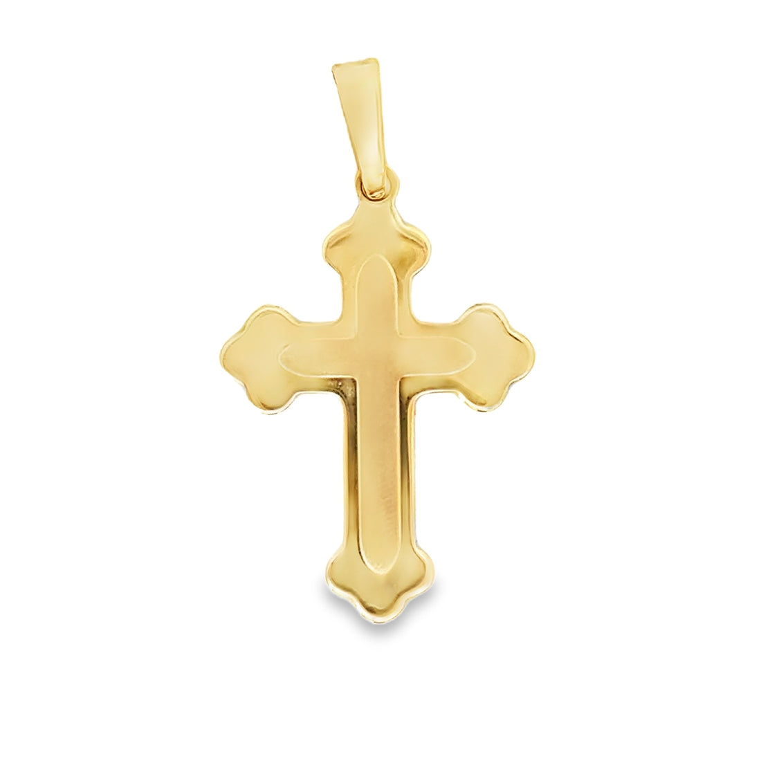 18K Yellow Gold Italian Made Lucida Cross Pendant (3.59g)