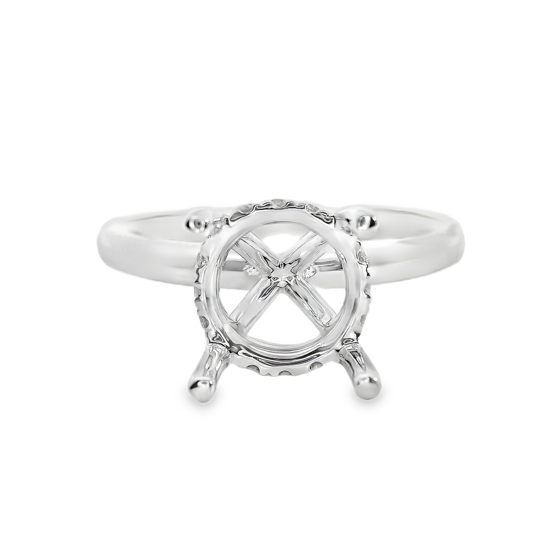 18kt White Gold Natural Round Diamond Semi-Mount Ring (.11ct)