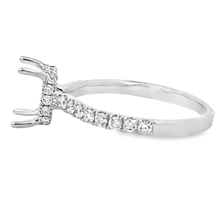 18kt White Gold Hidden Halo Natural Diamonds Semi-Mount Ring (0.46ct)