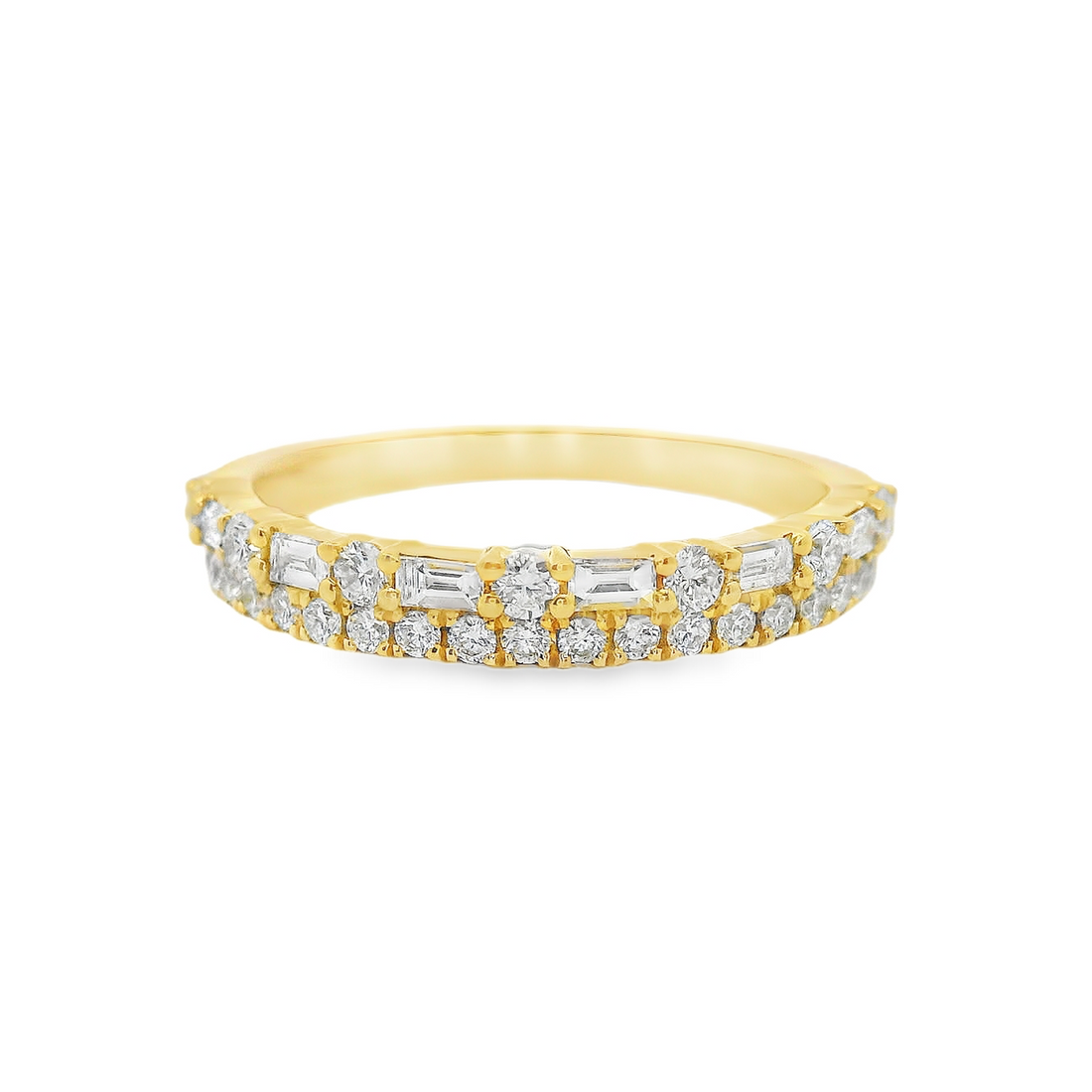 18kt Yellow Gold Natural Baguette and Round Diamond Wedding Ring (.52ct)