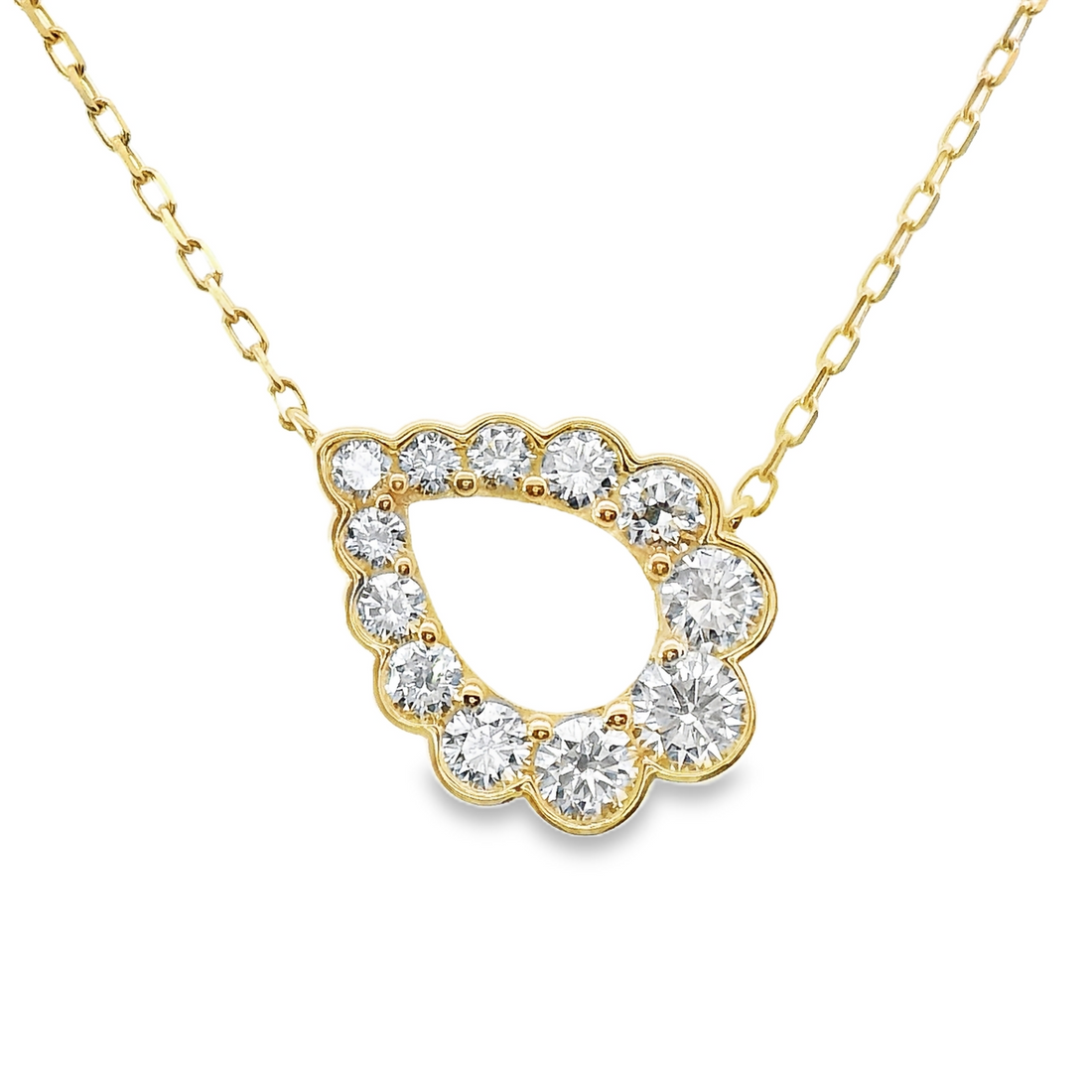 18kt Yellow Gold Natural Round Diamond Free Form Pendant (0.78ct)