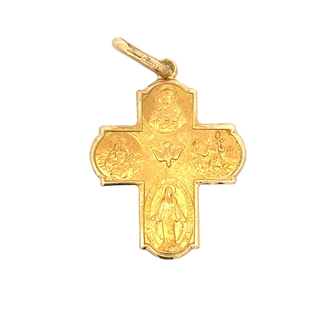 18K Yellow Gold Italian Made Four Way Cross Pendant (2.3g)