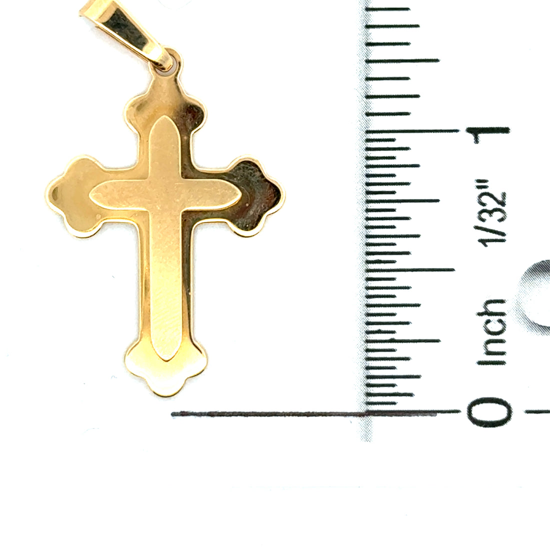 18kt Yellow Gold Italian Made Lucida Cross Pendant (3.59g)