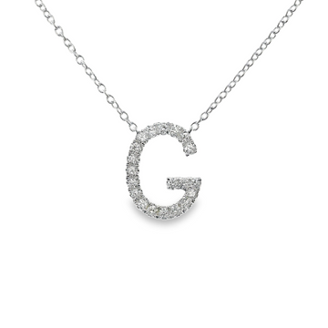 18kt White Gold Natural Diamond Initial "G" Pendant (0.22ct)