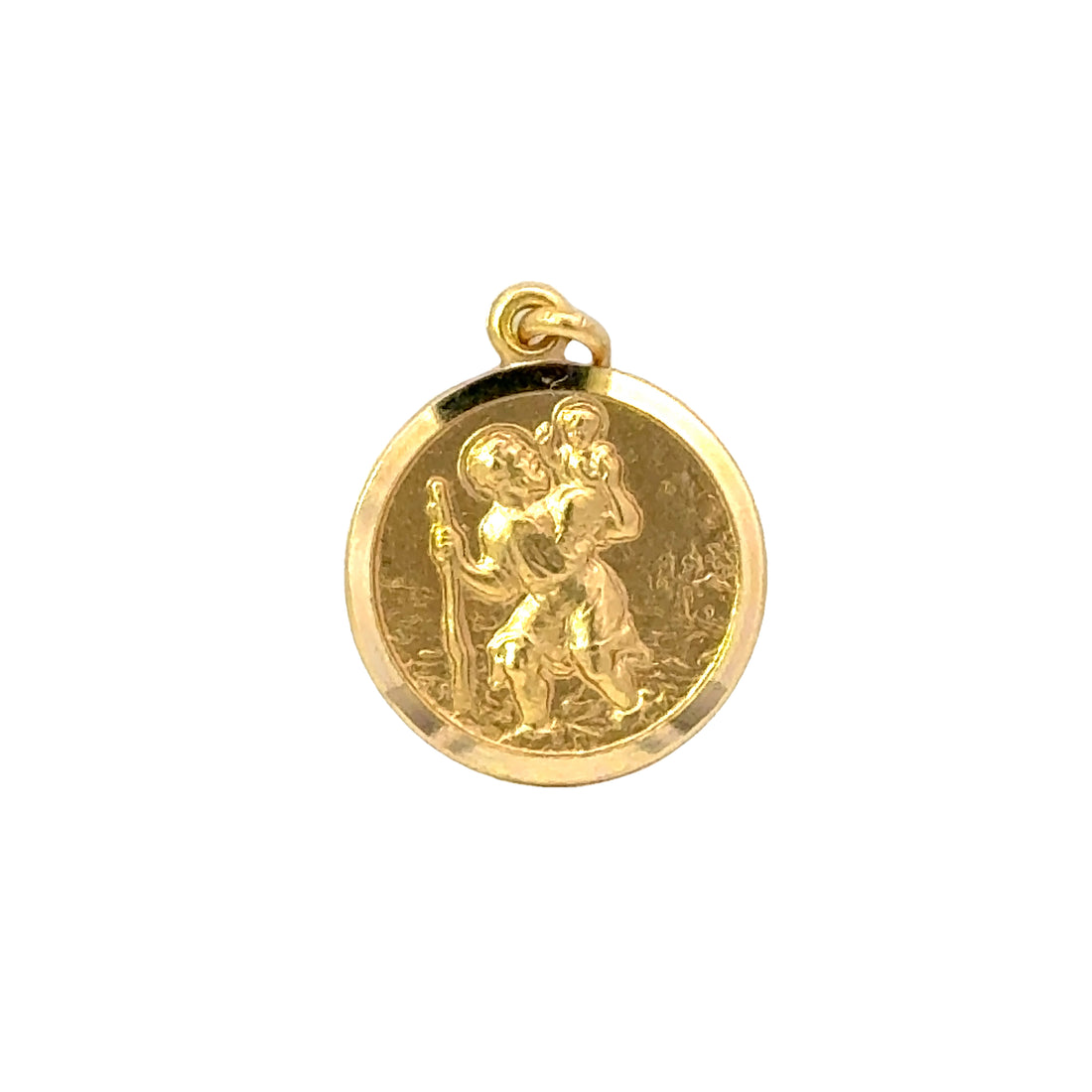 18K Yellow Gold 17mm St. Christopher Medal Pendant (3.41g)