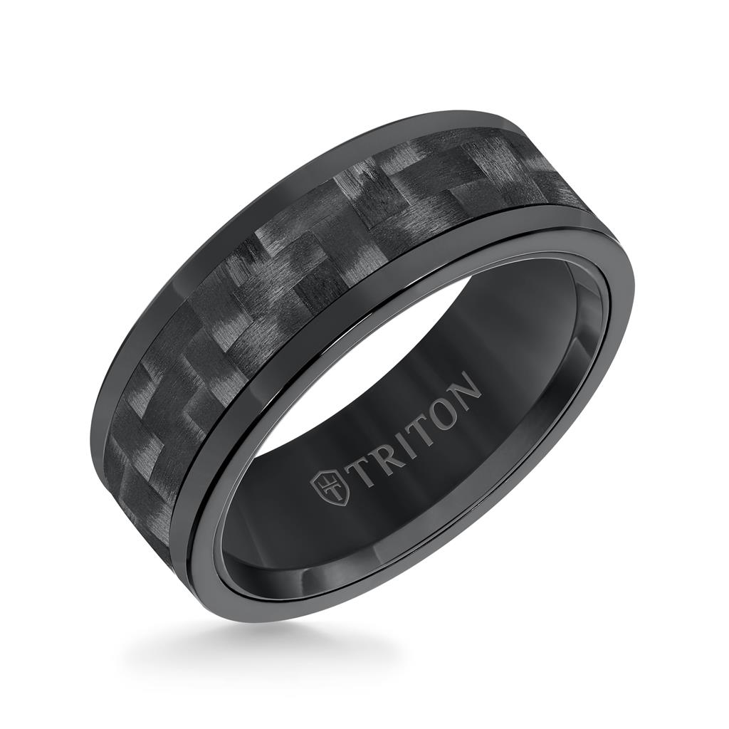 Triton Black Tungsten Carbide 8mm Comfort Fit Ring