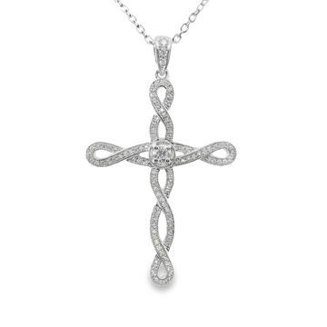 18kt White Gold Natural Diamond Cross Pendant (0.28ct)
