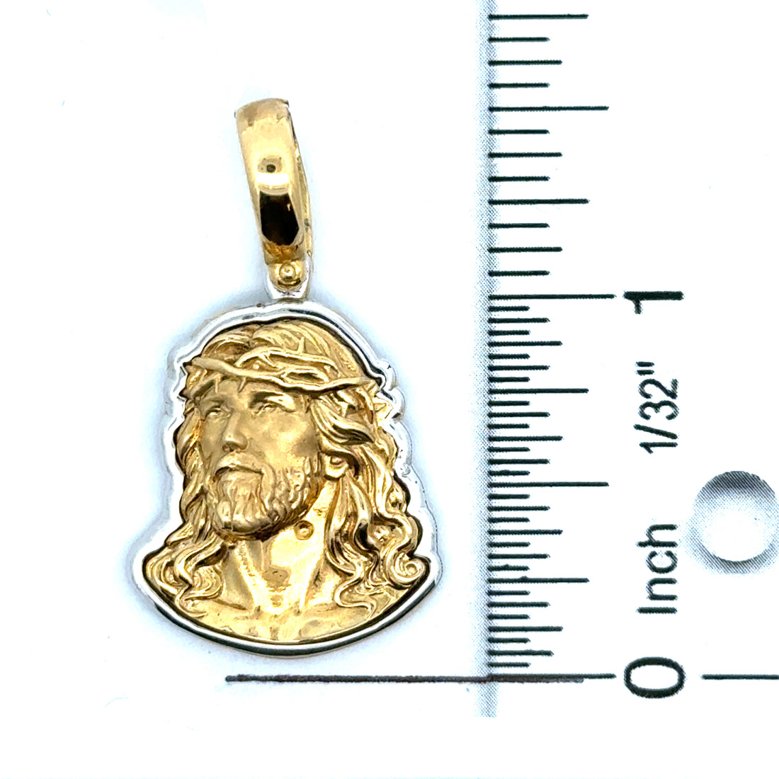 18kt Two-Tone Italian Made Christ Head Pendant (11.3g)
