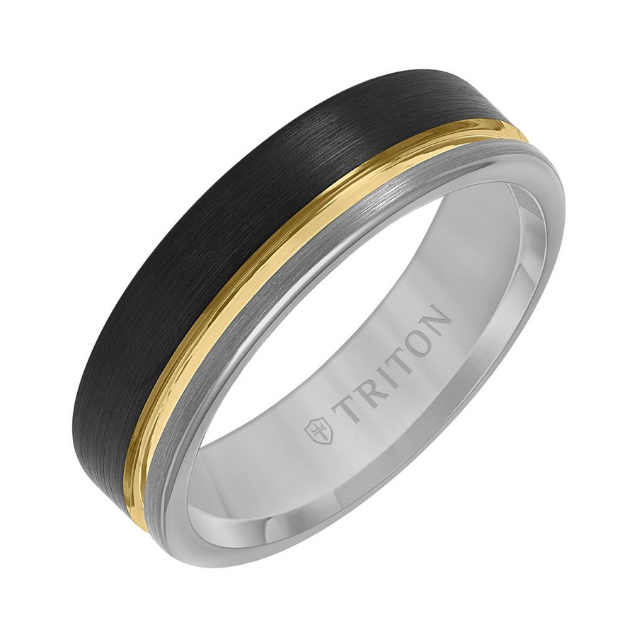 Triton Tri-Color Tungsten 6.5mm Matte Finish Ring