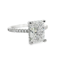 18kt White Lab-Grown Radiant and Natural Round Diamonds Hidden Halo Engagement Ring (2.34ct)