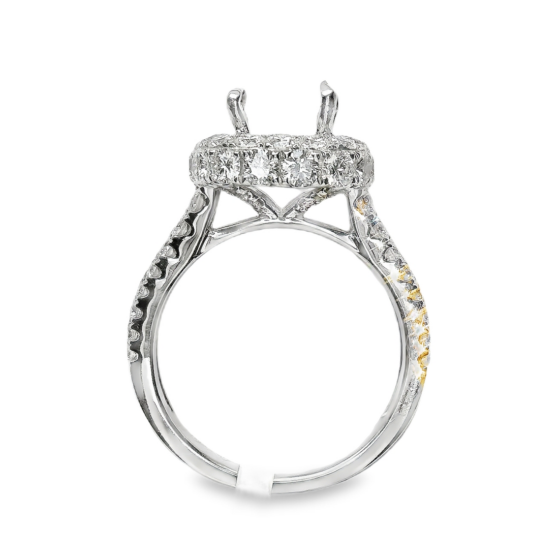 18kt White Gold Natural Round Diamond Halo Semi-Mount Ring (1.72ct)