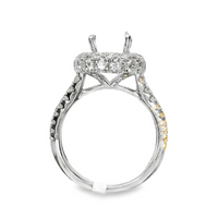 18kt White Gold Natural Round Diamond Halo Semi-Mount Ring (1.72ct)