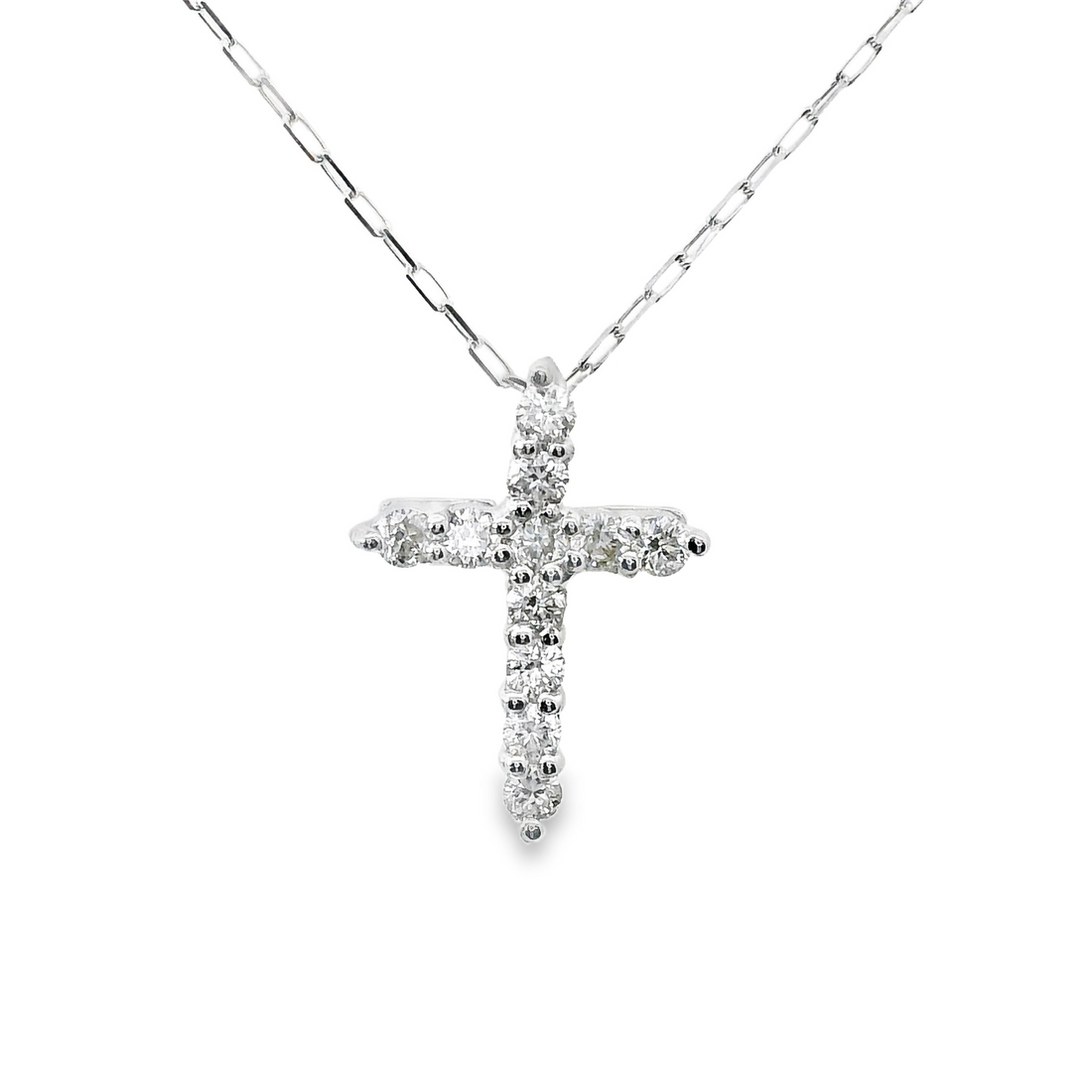 18kt White Gold Natural Diamond Cross Pendant (0.09ct)