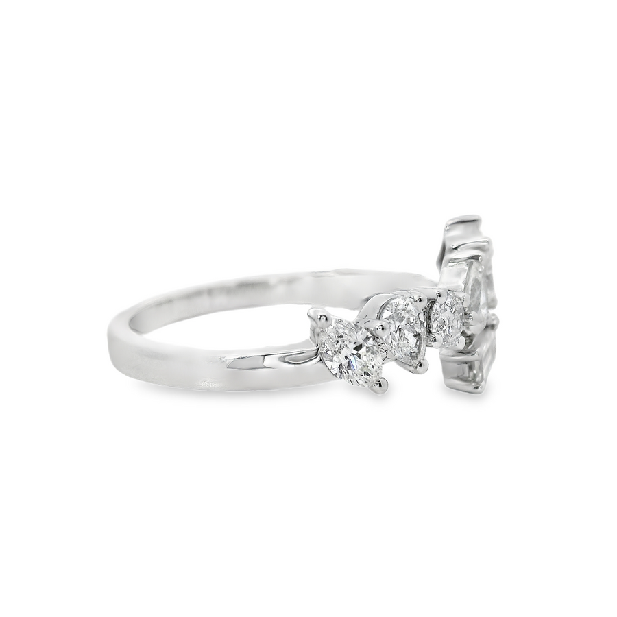 18kt White Gold Natural Mixed Shape Diamonds Ring (1.0ct)