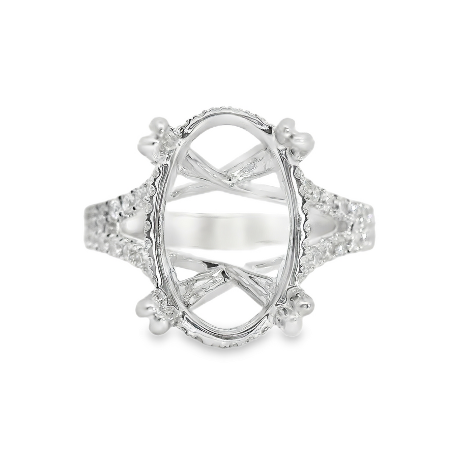 18kt White Gold Natural Round Diamond Semi-Mount Ring (.63ct)