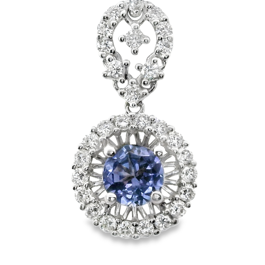18kt White Gold Natural Diamonds And Natural Tanzanite Pendant (0.86ct)