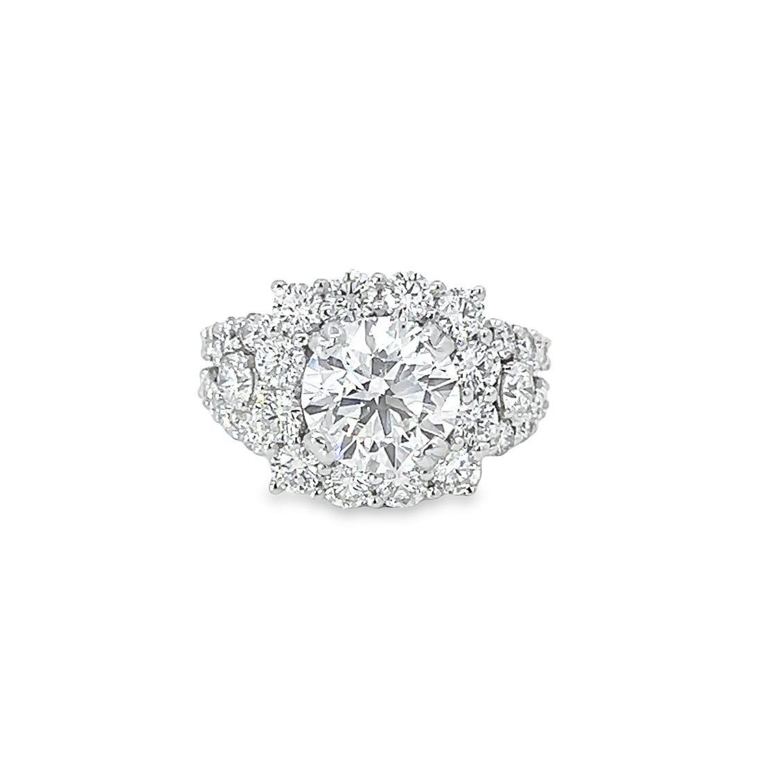 18K White Gold Natural (2.24ct) and Lab-Grown Round Diamond (3.03ct) Engagement Ring