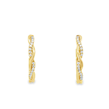 18kt Yellow Gold Natural Diamonds Twisted Hoop Earrings (0.12ct)