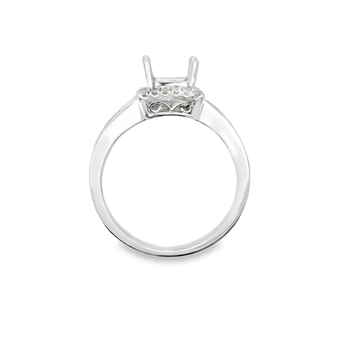 18kt White Gold Natural Baguette and Round Diamond Semi-Mount Ring (.60ctw)