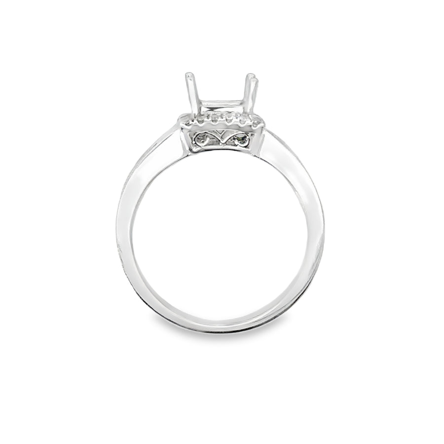 18kt White Gold Natural Baguette and Round Diamond Semi-Mount Ring (.60ctw)