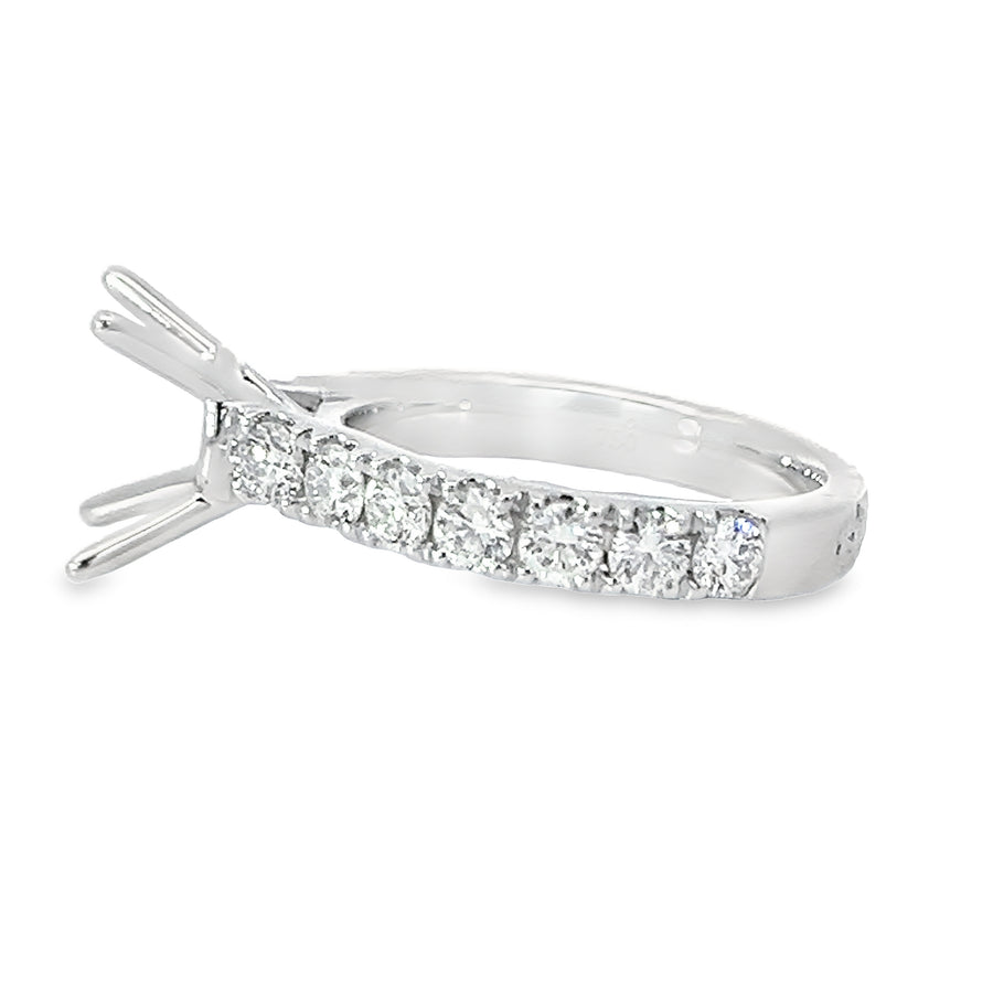 18K White Gold Natural Round Diamond Semi-Mount Ring (1.30ct)