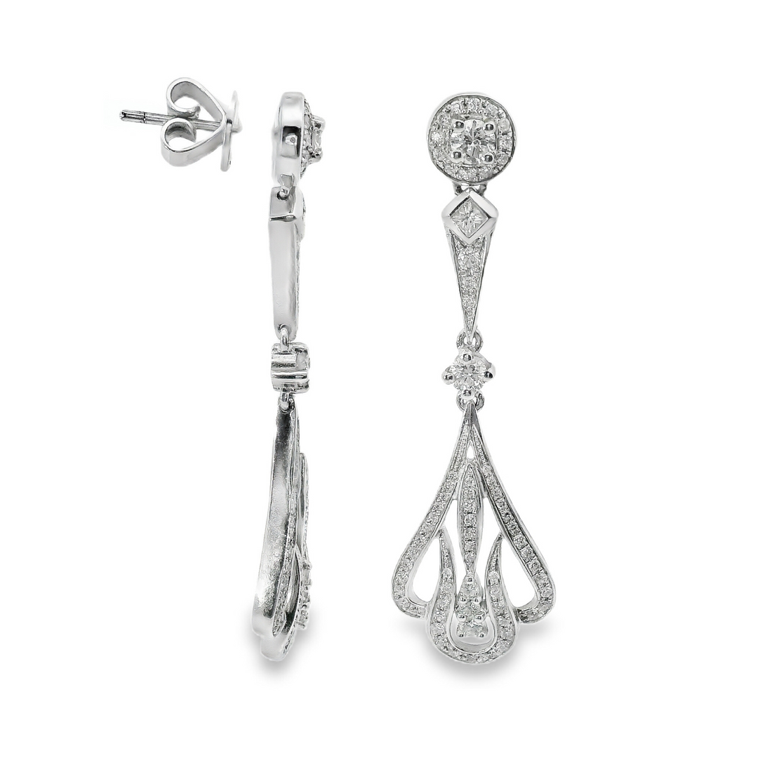 18kt White Gold Natural Diamonds Drop Earrings (1.22ct)