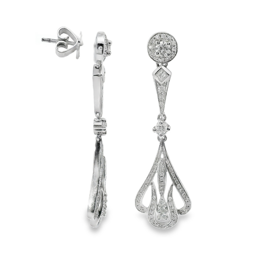 18kt White Gold Natural Diamonds Drop Earrings (1.22ct)