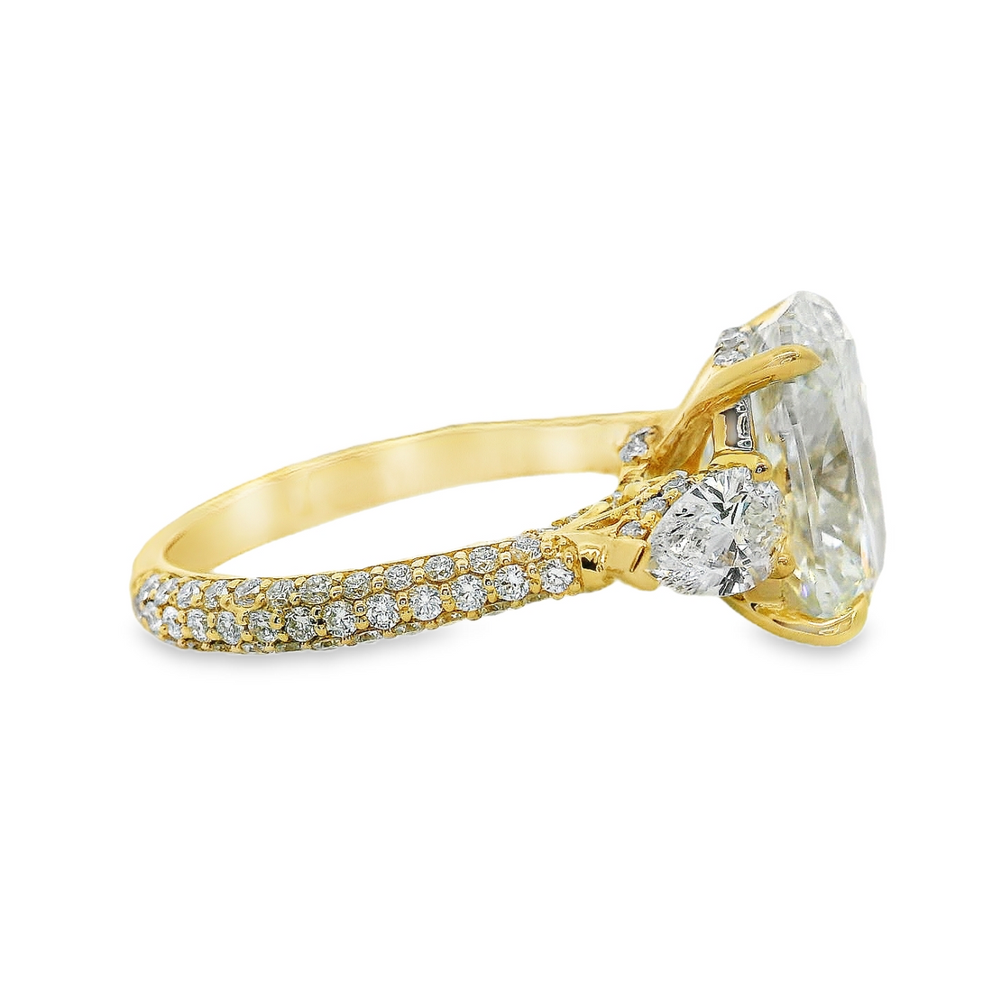 14kt Yellow Gold Lab-Grown Cushion and Pear Diamond Engagement Ring (6.64ct)