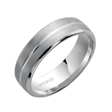 Artcarved 14kt White Gold 4.5mm Brushed Finish and High Polished Beveled Edge Comfort Fit Wedding Band