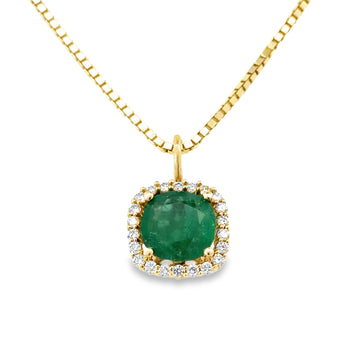 14kt Yellow Gold Natural Emerald And Natural Diamonds Pendant (3.61ct)