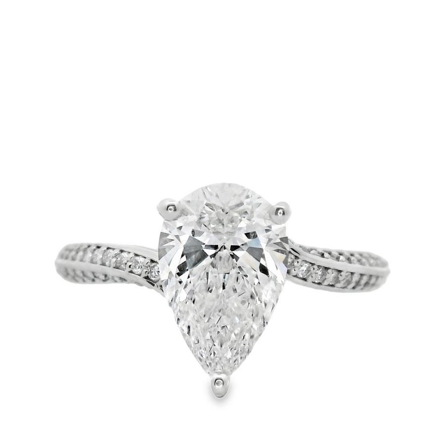 14kt White Gold Lab-Grown Pear Shaped Diamond Engagement Ring (1.89ct)