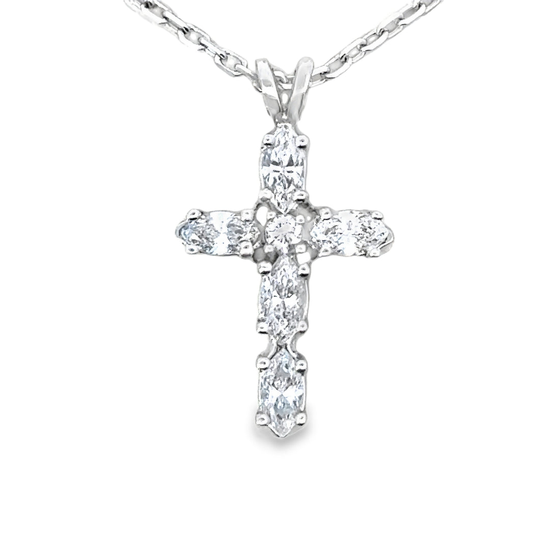 14kt White Gold Natural Diamond Cross Pendant (0.87ct)