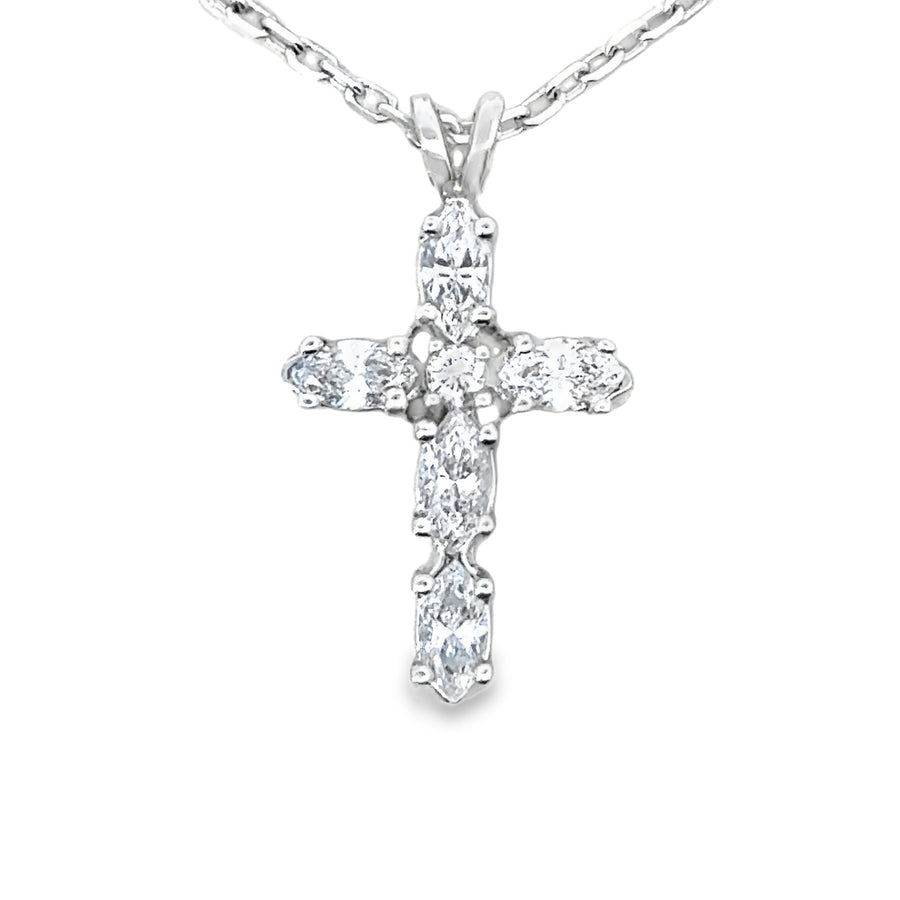 14kt White Gold Natural Diamond Cross Pendant (0.87ct)