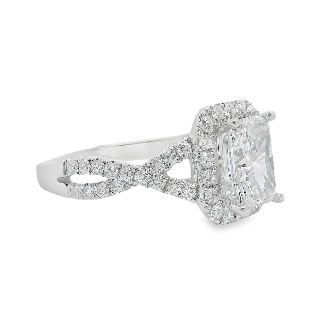 18kt White Gold Lab-Grown Radiant & Natural Round Diamond Engagement Ring (1.77ct)