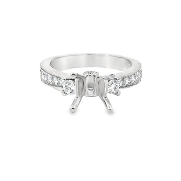 18kt White Gold Prong Set Natural Diamonds Semi-Mount Ring (0.64ct)