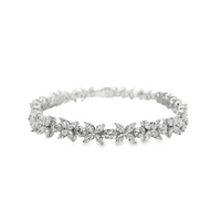 14kt White Gold 7" Lab-Grown Marquise and Round Brilliant Diamond Tennis Bracelet (6.2ct)