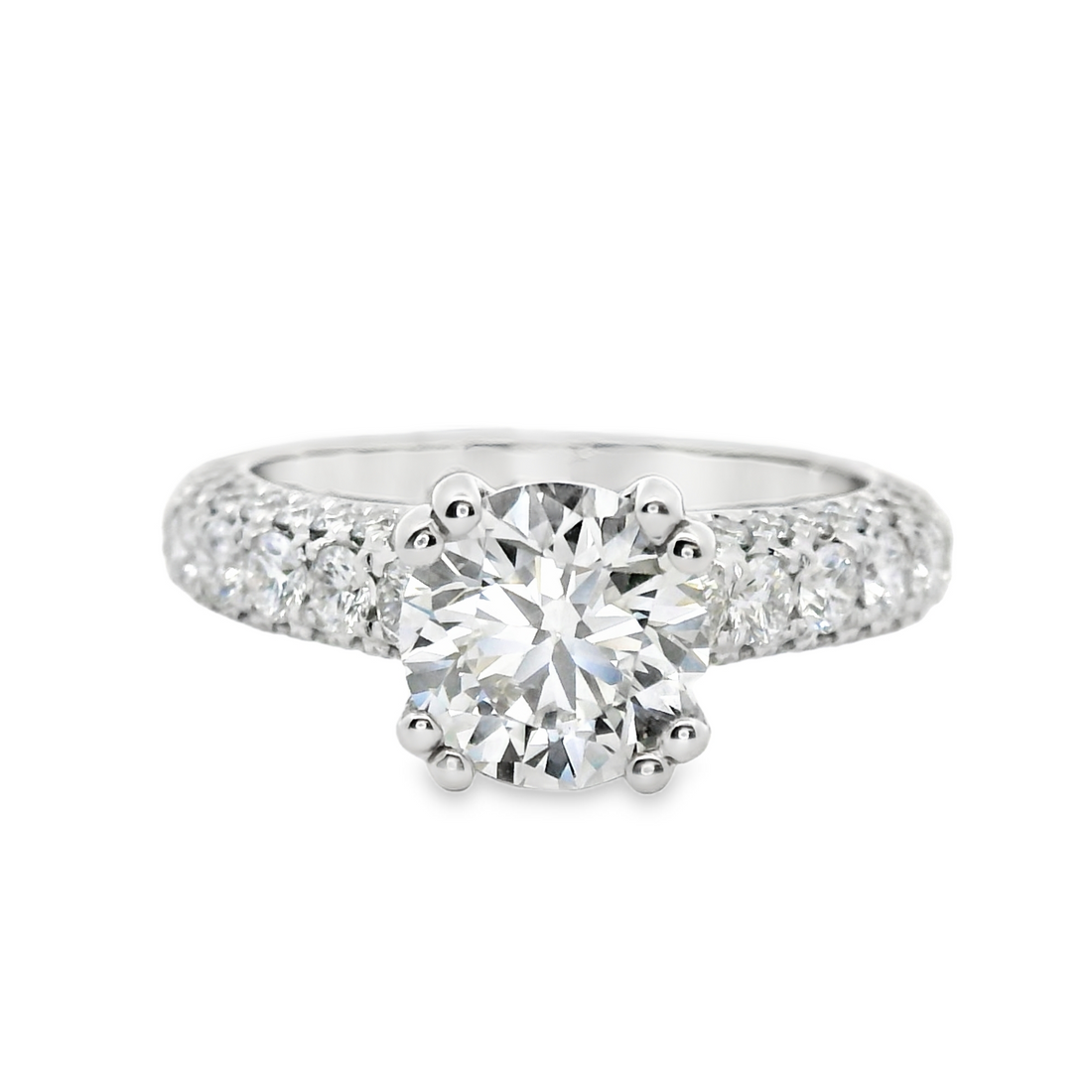 18kt White Gold Natural Round Brilliant Diamond Engagement Ring (3.00ct)