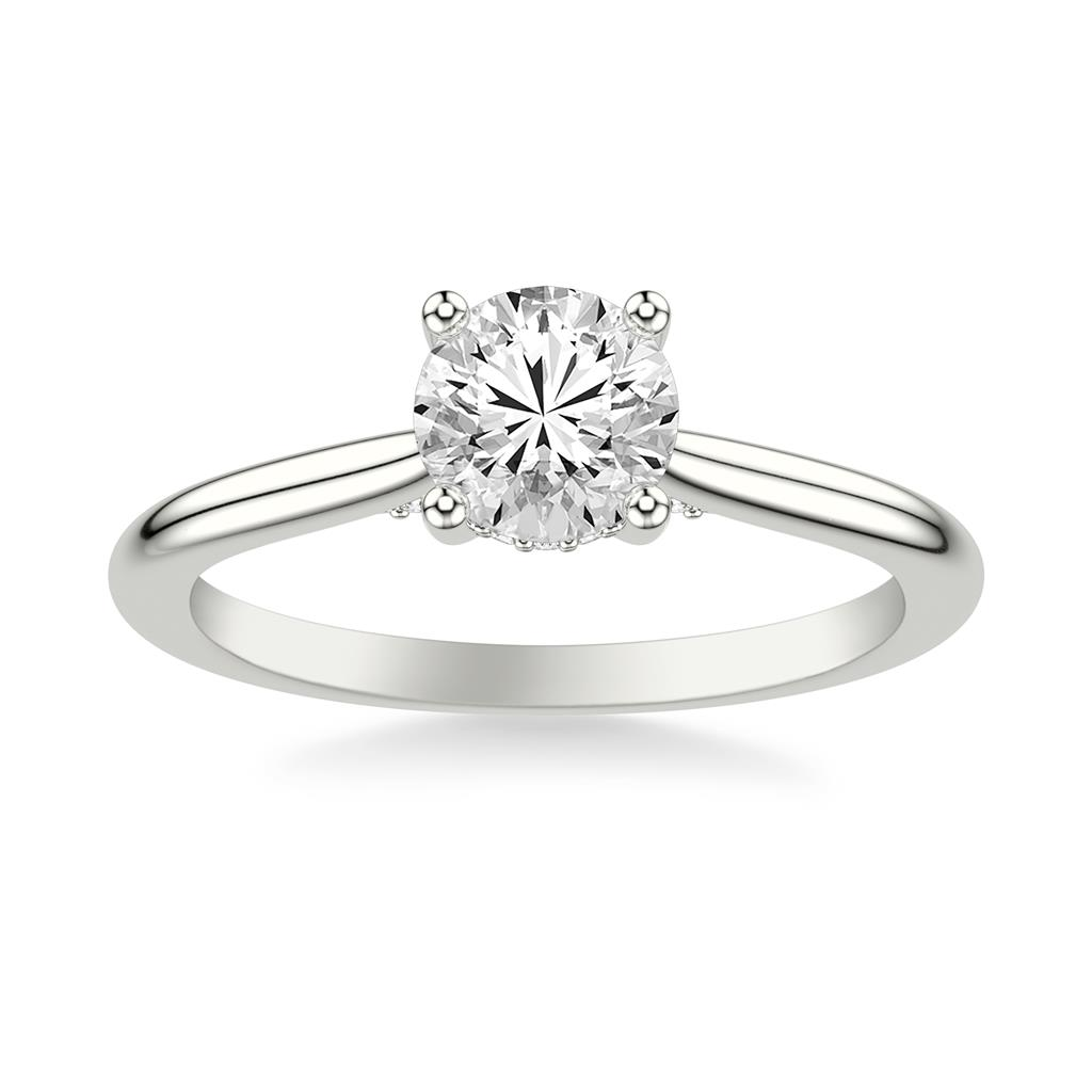 14kt White Gold Natural Round Diamond Semi-Mount Ring (.12ct)
