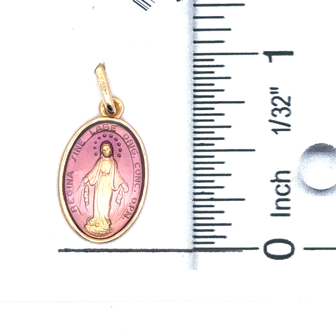 18kt Yellow Gold Italian Made Miraculous Medal With Enameled Front (2.2g)