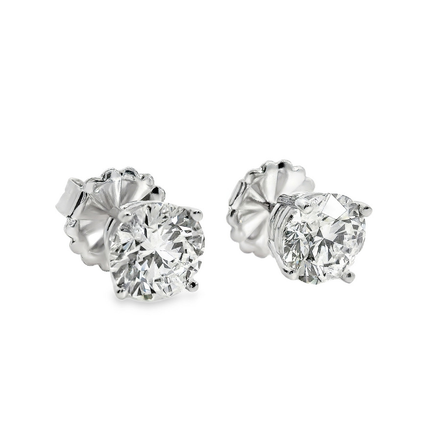 14kt White Gold Lab-Grown Round Diamond Stud Earrings (4.06ct)