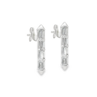 18kt White Gold Natural Baguette Diamond Bar Earrings (1.00ct)