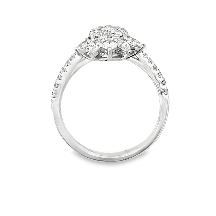 18kt White Gold Natural Diamond Free Form Ring (0.93ct)