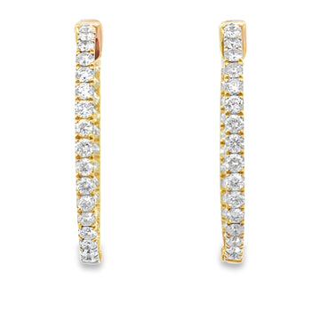 18kt Rosé Gold Natural Diamonds Medium Hoop Earrings (1.8ct)