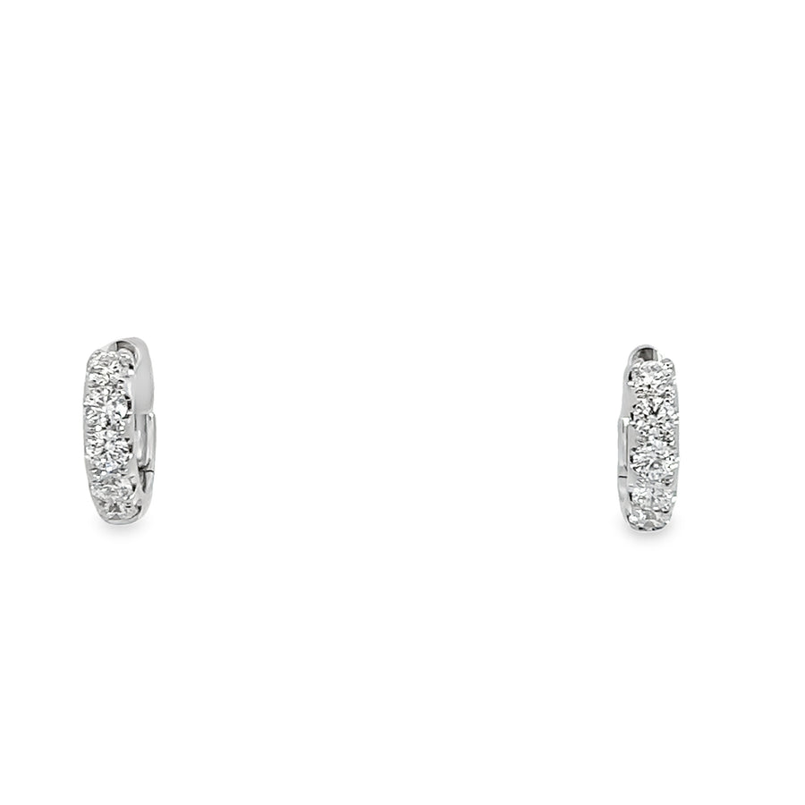 18K White Gold Small Hoop Diamond Earrings (.81ct)