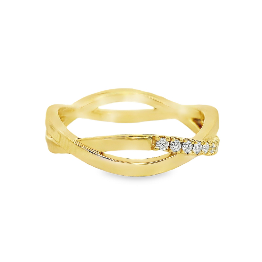 18kt Yellow Gold Natural Full Cut Diamond Woven Ring (.17ct)