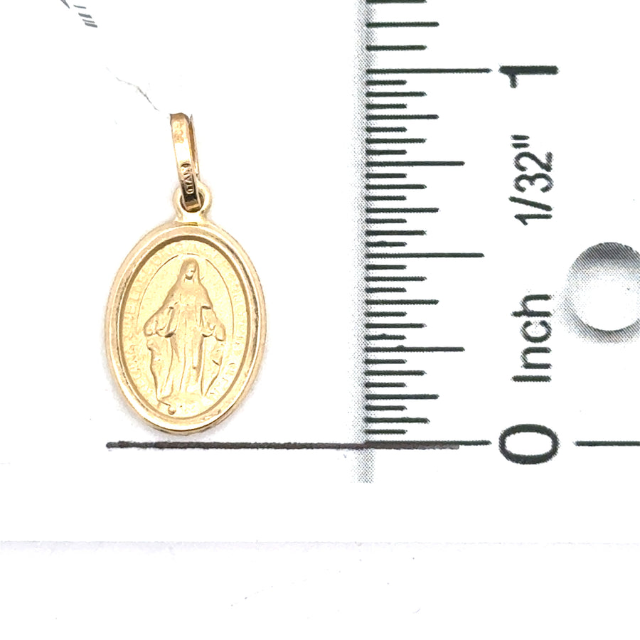 14kt Yellow Gold Italian Made Miraculous Mary Pendant (0.9g)