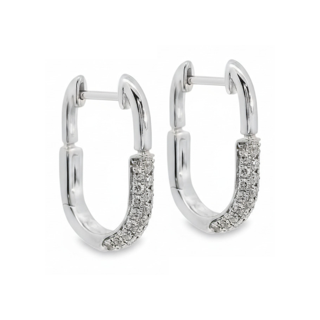 18kt White Gold Natural Round Diamond Small Hoop Earrings (.33ct)